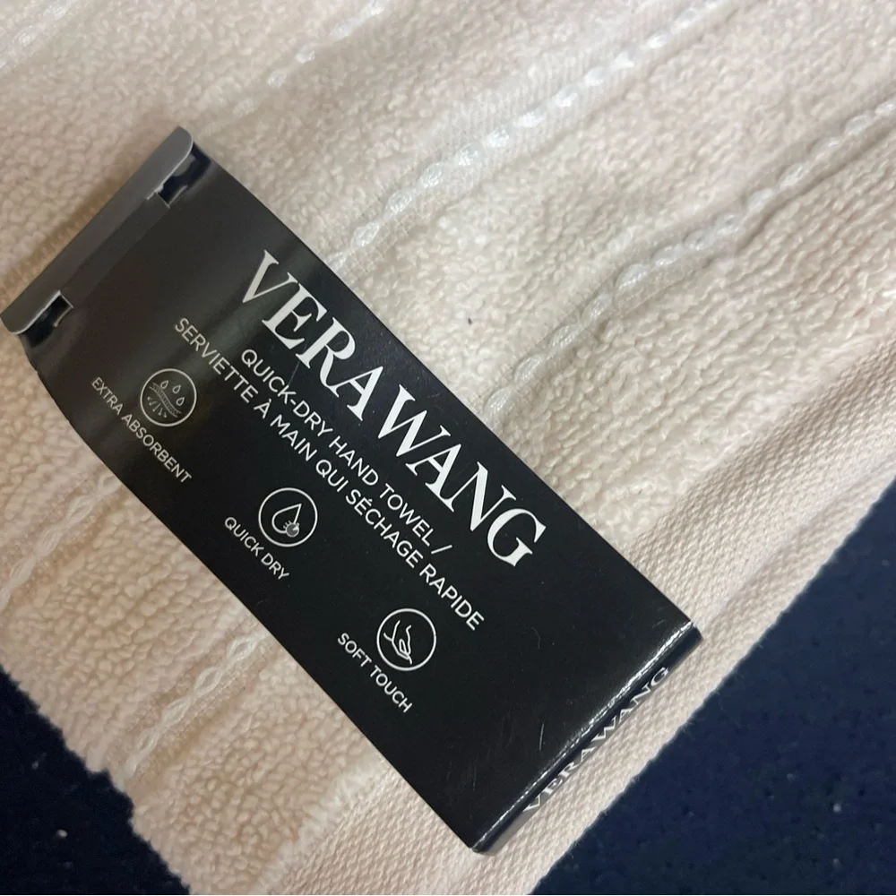 Vera Wang Geo Stitch Hand Towel Cotton Pink Salt White Color OEKO-TEX Standard